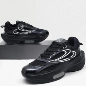 Men's Black White Green Sports Sneakers – Stylish & Comfortable Running Shoes