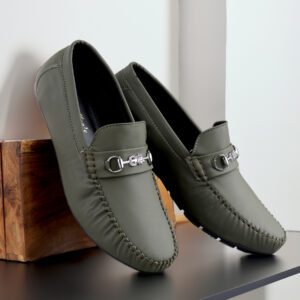 Olive Handmade Italian Suede Leather Penny Loafers with Designer Buckle (Copy)