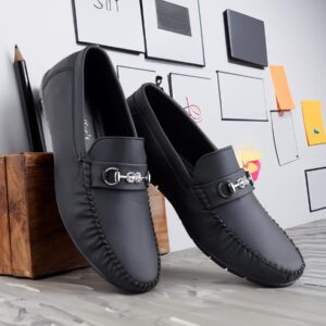 Black Handmade Italian Suede Leather Penny Loafers with Designer Buckle (Copy) (Copy)